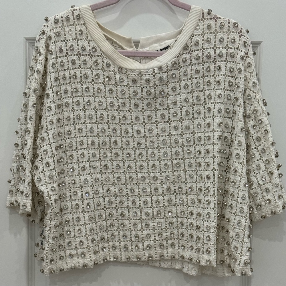 Chic Embellished White Blouse